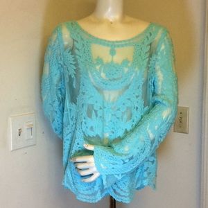 NWOT TURQUOISE LACE TOP